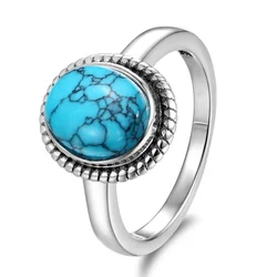 Elegant Oval Turquoise Silver Ring - Vintage - Inspired Jewelry - 8 (Turquoise)