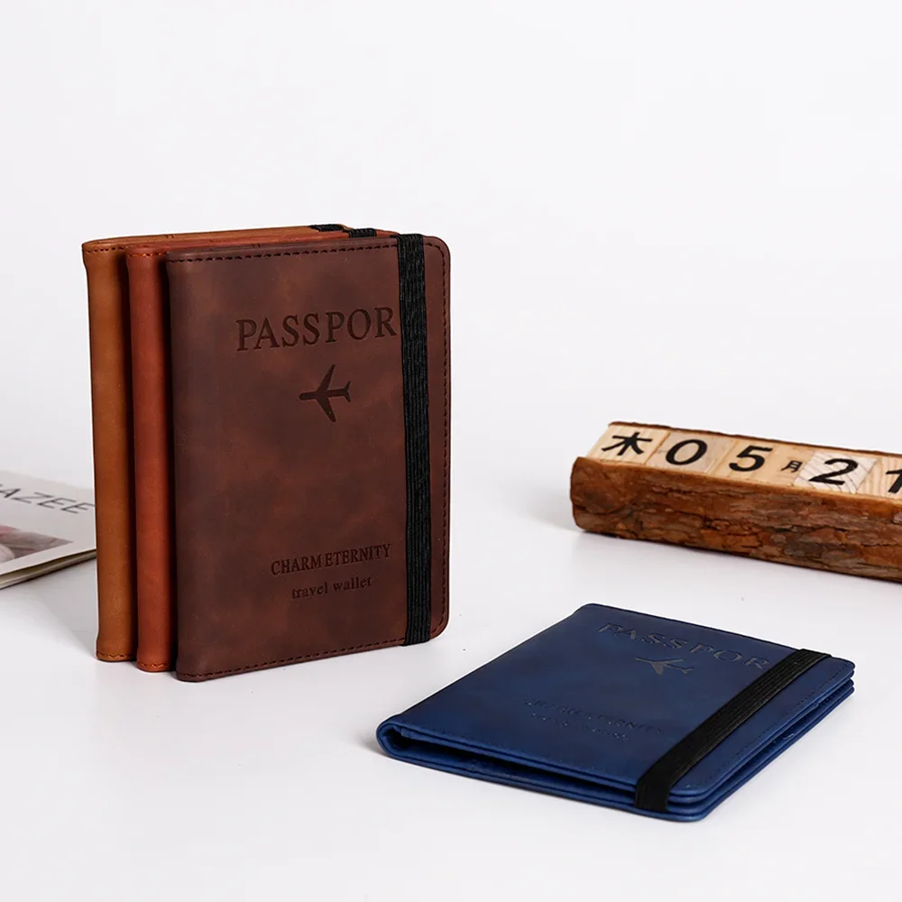 Women Men RFID Vintage Business Passport Covers Holder Multi-Function ID Bank Card PU Leather Wallet Case Travel Accessories 2