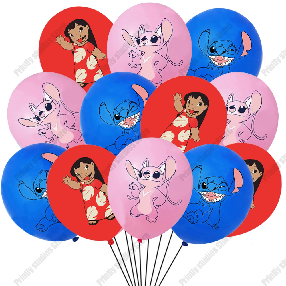 Latex Balloons 10PCS 12Inch Disney Lilo and Stitch Latex Balloon Set Globo Boy Girl's Birthday Party Baby Shower Party Decorations Kid Toys