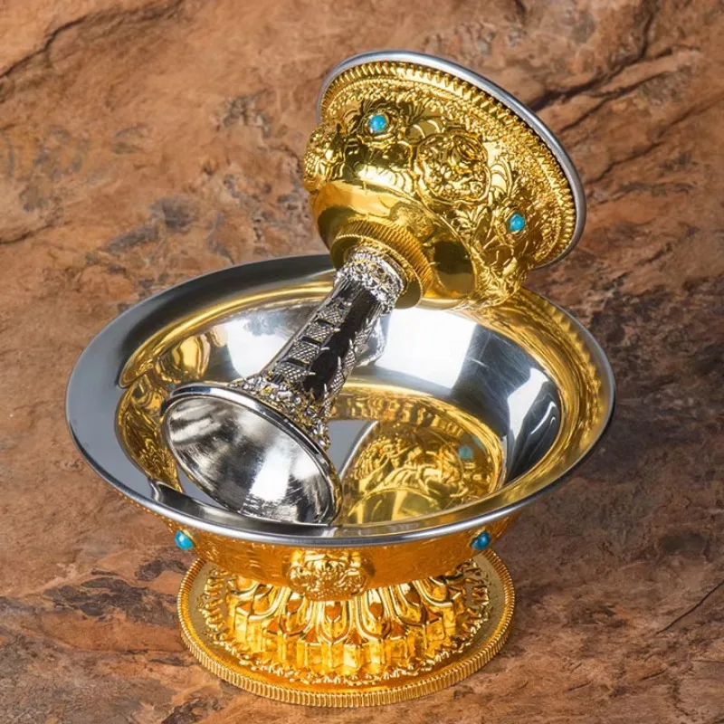 Eight Auspicious Buddhist Manza Protection Cups Tantra Alloy Handicrafts, Tibetan Gong, Gilded Buddhist Plates, Home Gifts 4