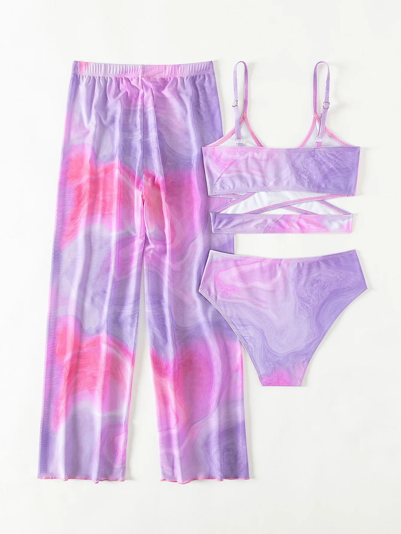 Purple Print String Bikini Girls Swimsuit Kids Swimwear Female Children's Bathers Bathing Swimming Swim Suit Beachwear