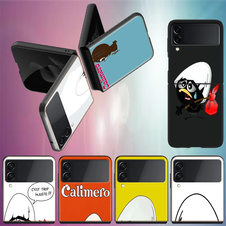 Calimero Cute Cartoon Duck Per Samsung Galaxy Z Flip 5 4 3 Custodia Rigida Antiurto Per Telefono Z Flip 5 5G Z Flip 5 4 5G Tpu Pc