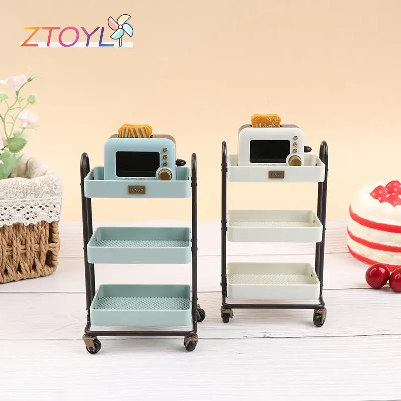 

1: 12 Dollhouse Simulation Kitchen Furnitures Cake Cabinet Dining Car Shelf Mini Rice Cooker Bread Machine Model Home Decor Toys