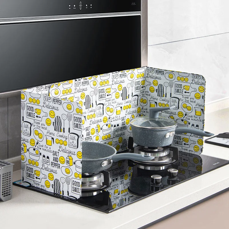 Heat Shield Kitchen Stove Oil Baffle Creative Printing Oil Separation  Aluminum Foil Baffle Frying Heat Insulation Splash Proof - AliExpress