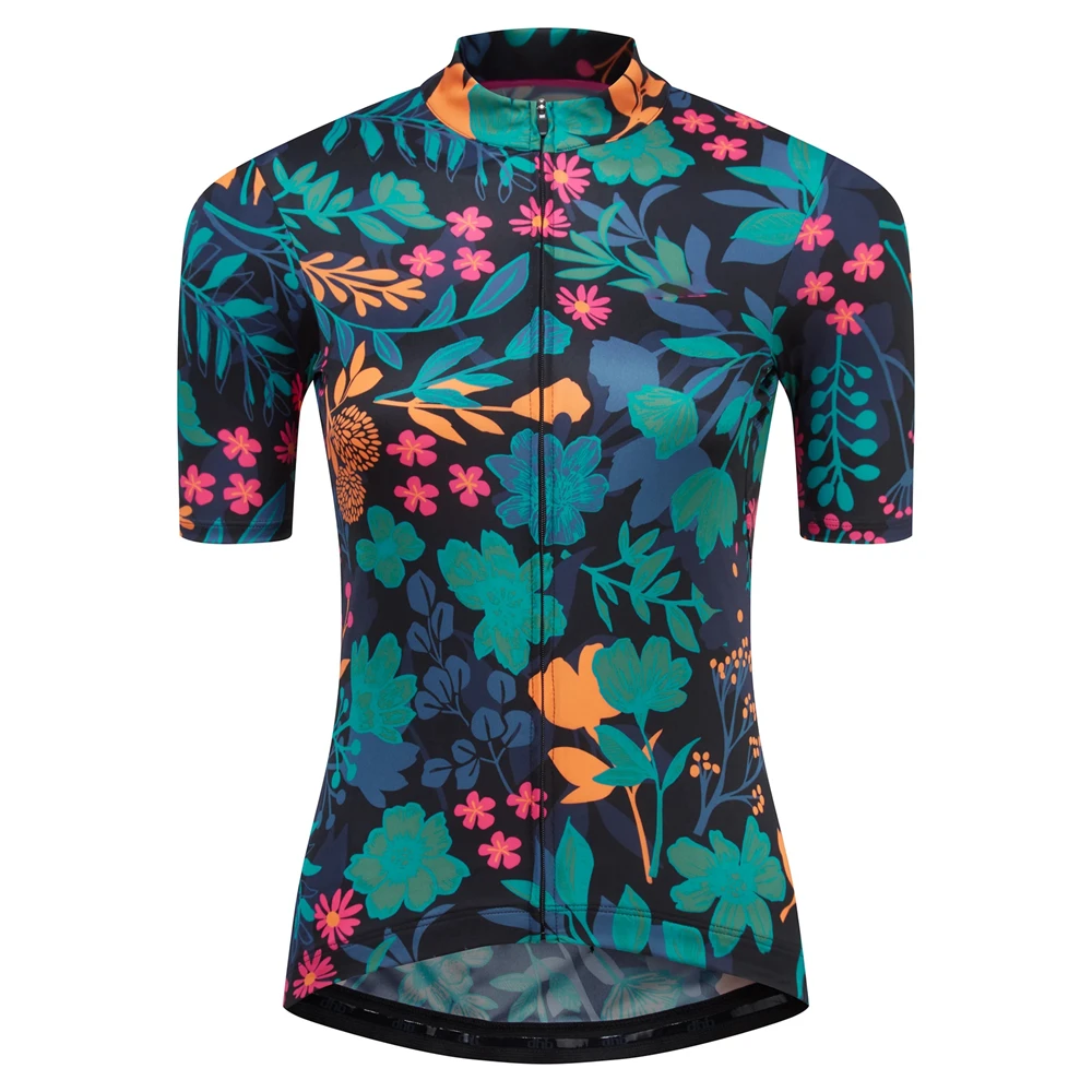 Women's Cycling Clothes Summer Flower Pattern Short Sleeve Cycling Jerseys Maillot Ropa Ciclismo Road Bike Riding Shirts