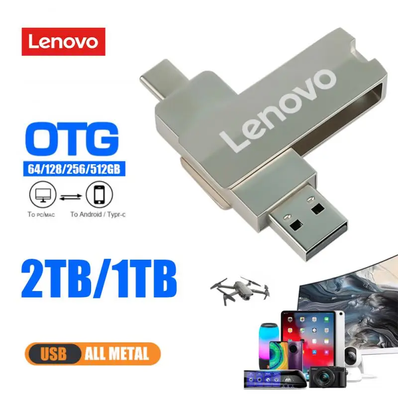 Lenovo 2Tb/1Tb 2 In 1 Pendrive Otg Type-C Usb 3.0 Pen Drive 512Gb Pendrive Cle Usb Flash Drive Regalo Ad Alta Velocità Per Computer
