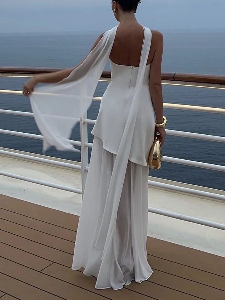 Spring and Summer Elegant Women's Tube Top Slim Dress Fashionable Solid Color Mesh Splicing Dress Off-the-shoulder Evening Dress