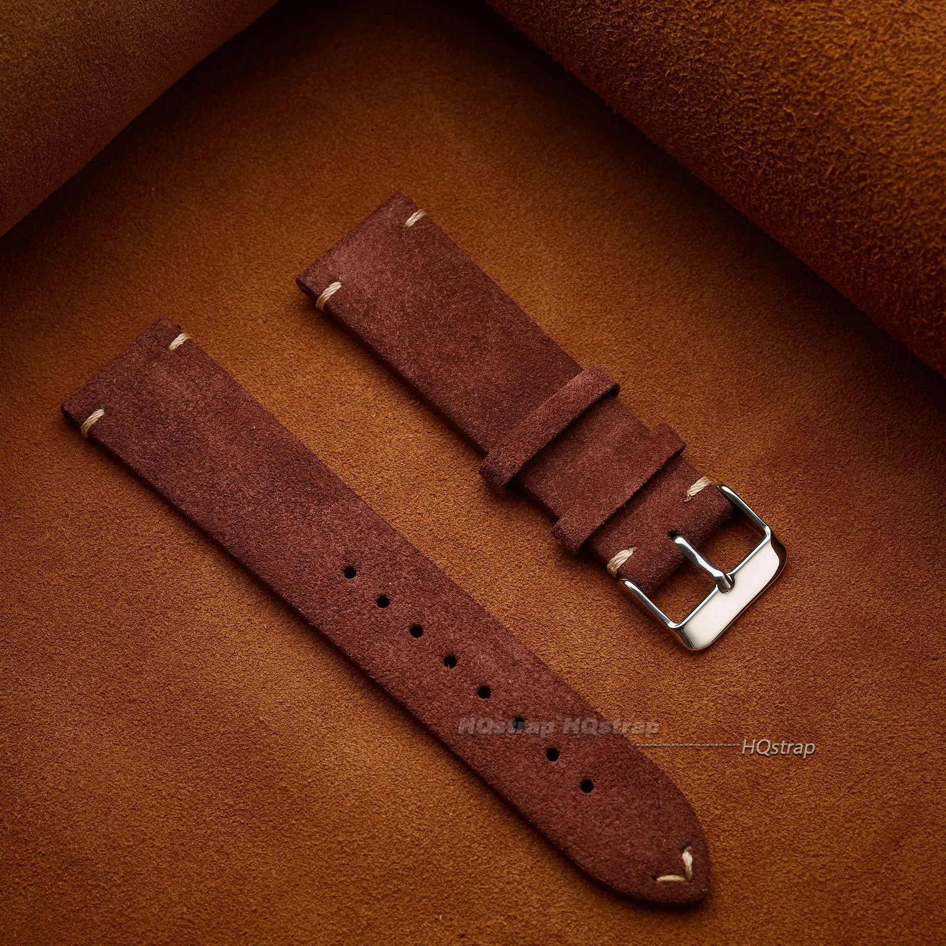 Premium Handmade Suede Leather Watch Strap with Quick Release - Vintage High-Quality Band