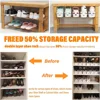 6-14Pcs Shoe Slots Organizer, Adjustable Shoe Support Rack, Double Layer Stack Shoe Holder, Shoe Stacker for Closet Organization 6
