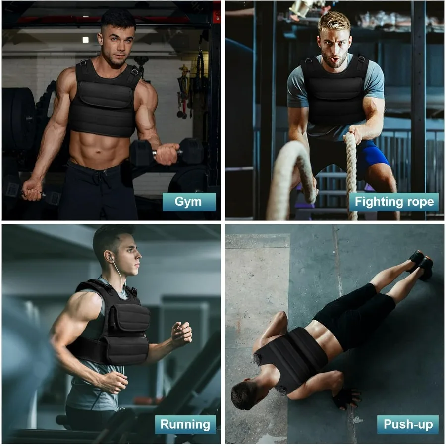 Adjustable Weight Vest 45Lbs, Weighted Exercise Vest with 19 Iron Sandbags,Breathable Nylon, for Strength Training, Running, HII