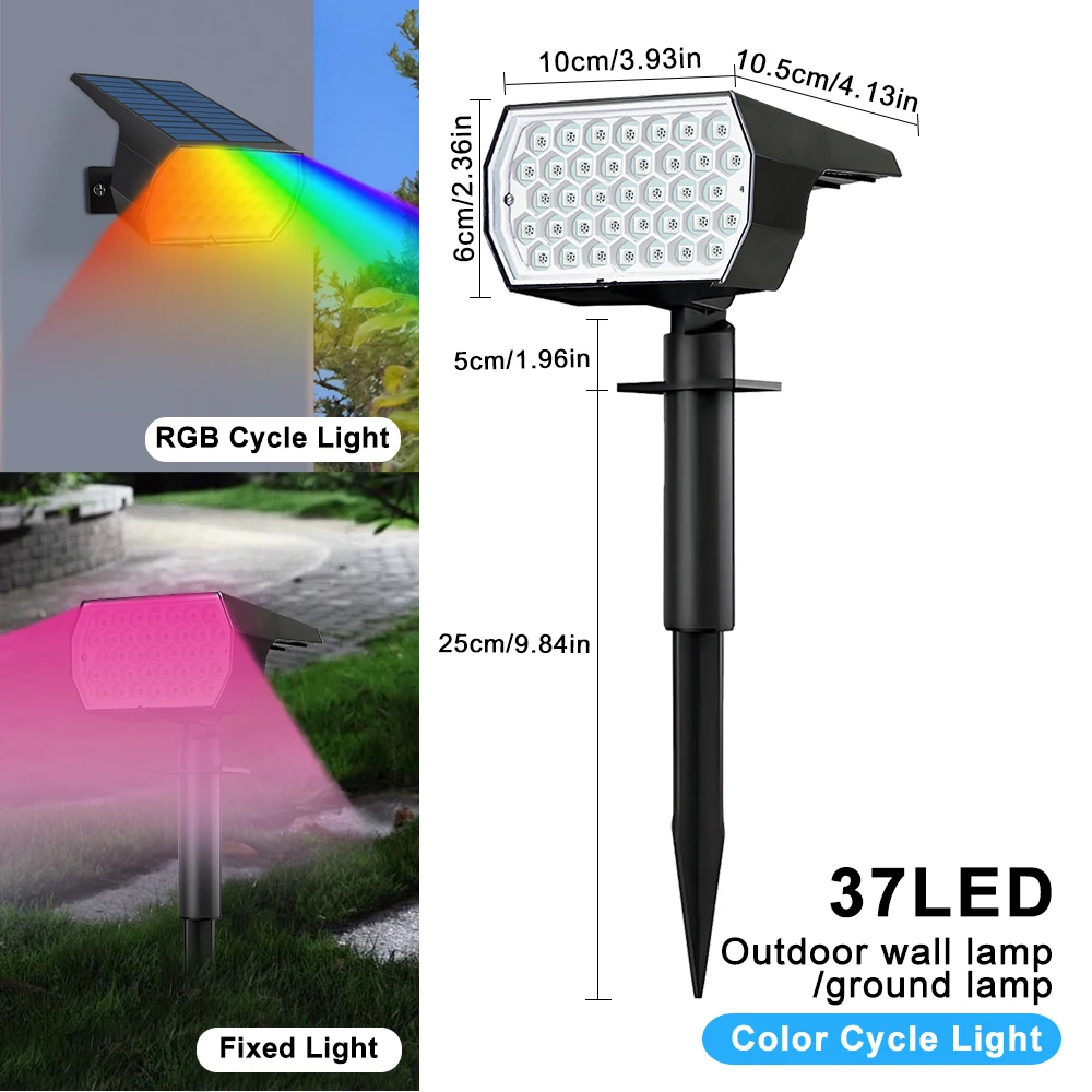 Vibrant Solar-Powered RGB Outdoor Spotlights - Waterproof Garden & Patio Decor