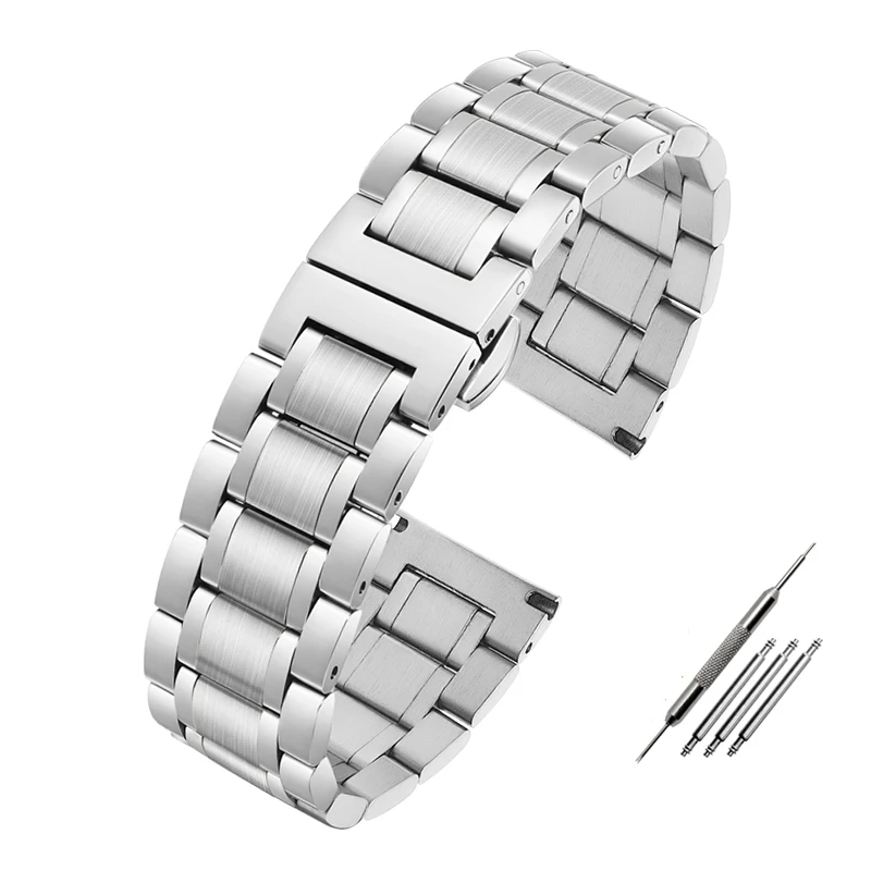 Elegant Curved End Stainless Steel Watchband Bracelet Strap