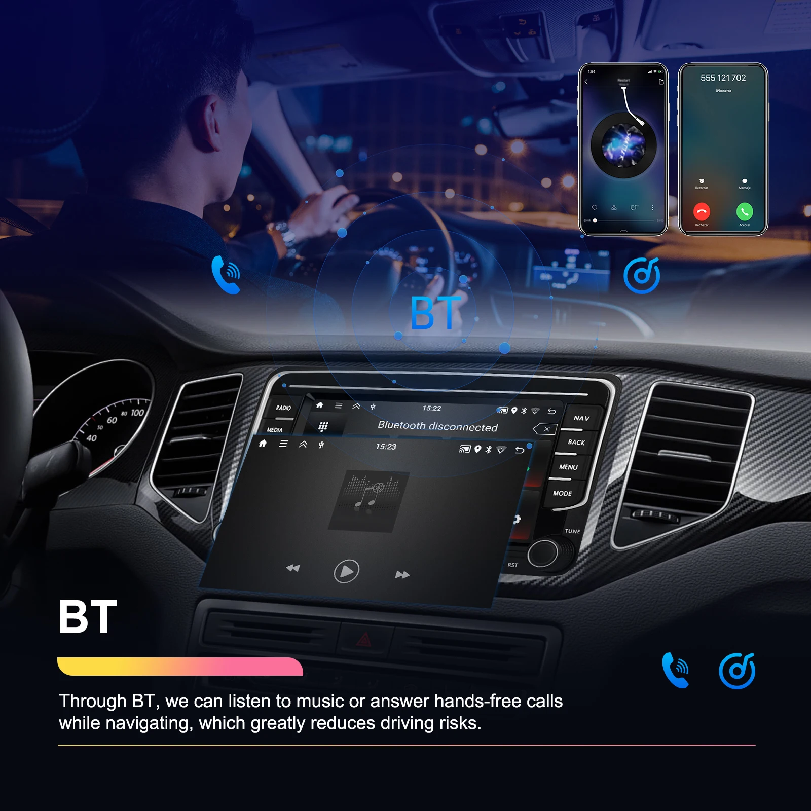 Camecho 7 pulgadas inalámbrico CarPlay Android Auto Radio de coche GPS Multimedia para Volkswagen VW Passat B6 B7 CC Tiguan Touran GOLF POLO 4