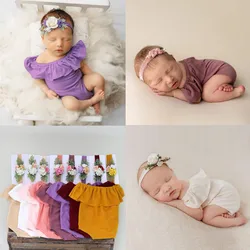 ❤️CYMMHCM Newborn Photography Clothing Flower Headband+Jumpsuit 2Pcs/set Baby Photo Props Accessories Clothes Outfits Fotografia