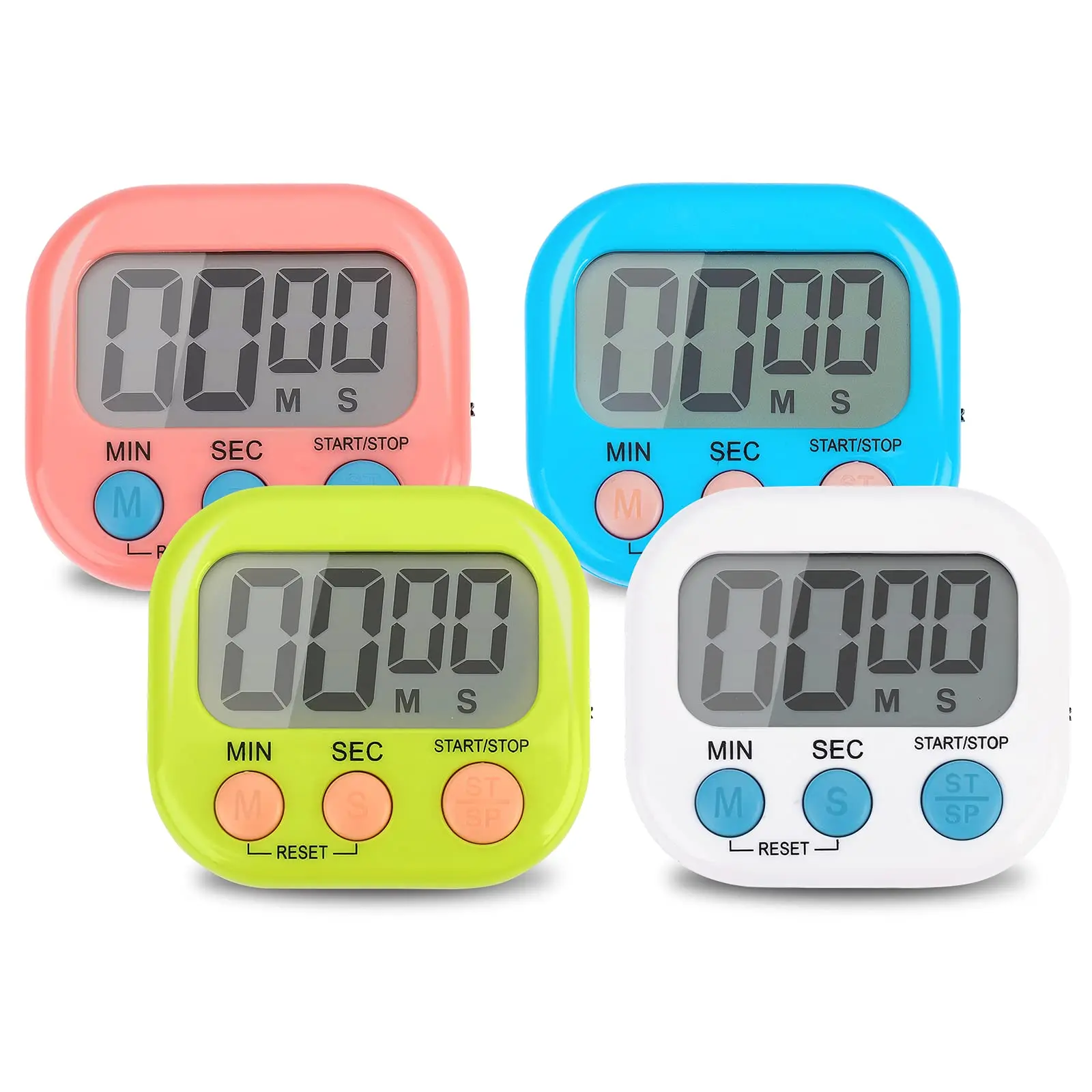 6 Pack Small Digital Kitchen Timer Magnetic Back and ON/Off Switch Minute  Second