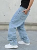 Spring Autumn Men Baggy Jeans Oversize Straight Loose Casual Denim Trousers Solid Color Streetwear Fashion Y2k Wide Leg Pants 4
