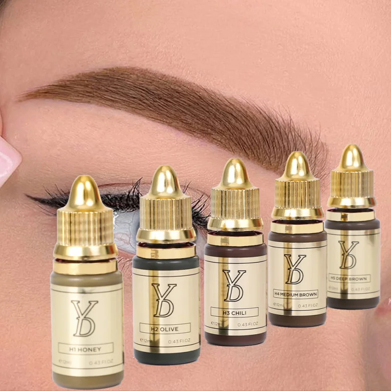Tattoo Ink Pigment YD HYBRID Pigments Natural Brows Semi Permanent Makeup Tattoo Ink 12ML for Eyebrow Eyeliner