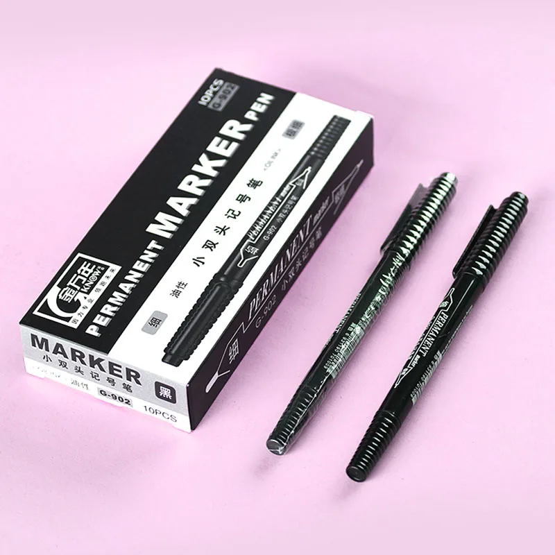 Dual Tip Permanent Ink Marker Pens - Fine and Broad Line Waterproof Pens for Art and Technical Detailing (Black/Red)