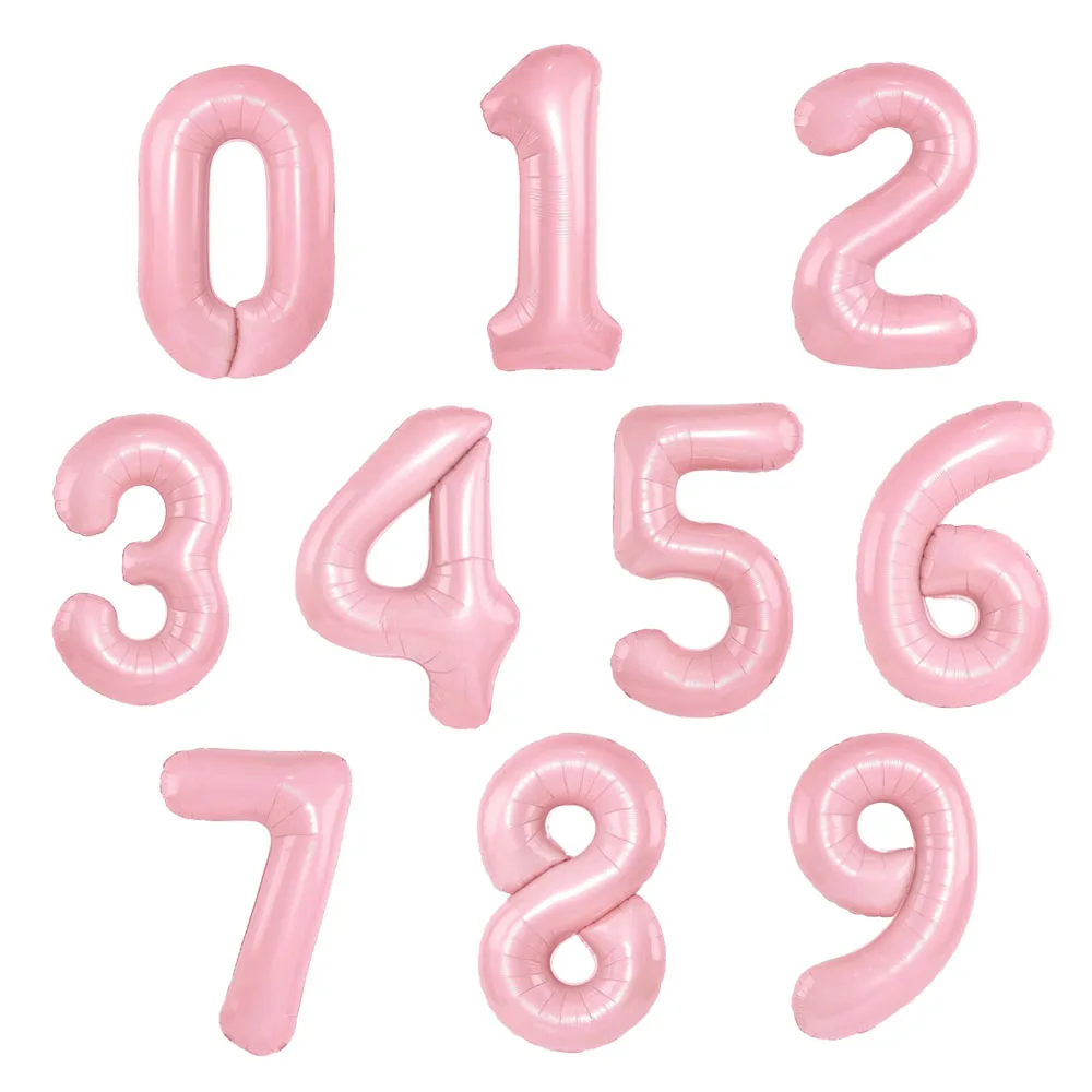 32inch Pink Number Balloons 0-9 Digital Foil Balloons Children Girl Birthday Party Decoration Adult Wedding Supplies Baby Shower