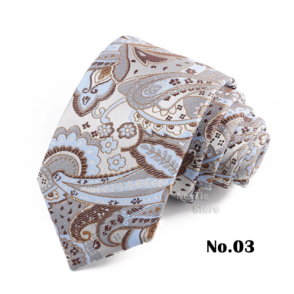 Klassische Herren- und Damen-Krawatte, bunt, 7 cm, Polyester, Paisley-Hochzeitskrawatte, formelle Business-Party-Krawatte, Accessoires, Geschenk – Detail 3