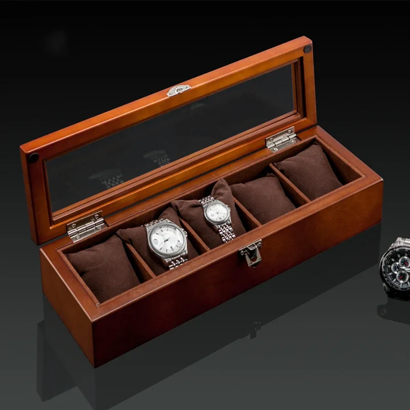 New Wood Watch Box Organizer With Glass Window Wooden Watch Display Luxury Case Storage Box Holder For Men watch storage box watch storage bag watch storage pouch watch display stand