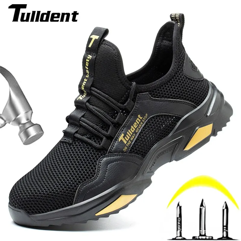 New Safety Shoes Men Boots High Top Work Sneakers Steel Toe Cap Anti-smash Puncture-Proof Work Boots Indestructible Shoes