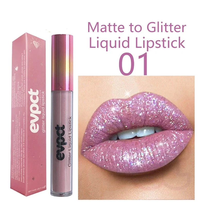 Waterproof Diamond Lip Gloss Sexy Shimmer Matte Glitter Liquid Lipstick Long Lasting Moisturizing Lipgloss Lip Makeup 15 Colors