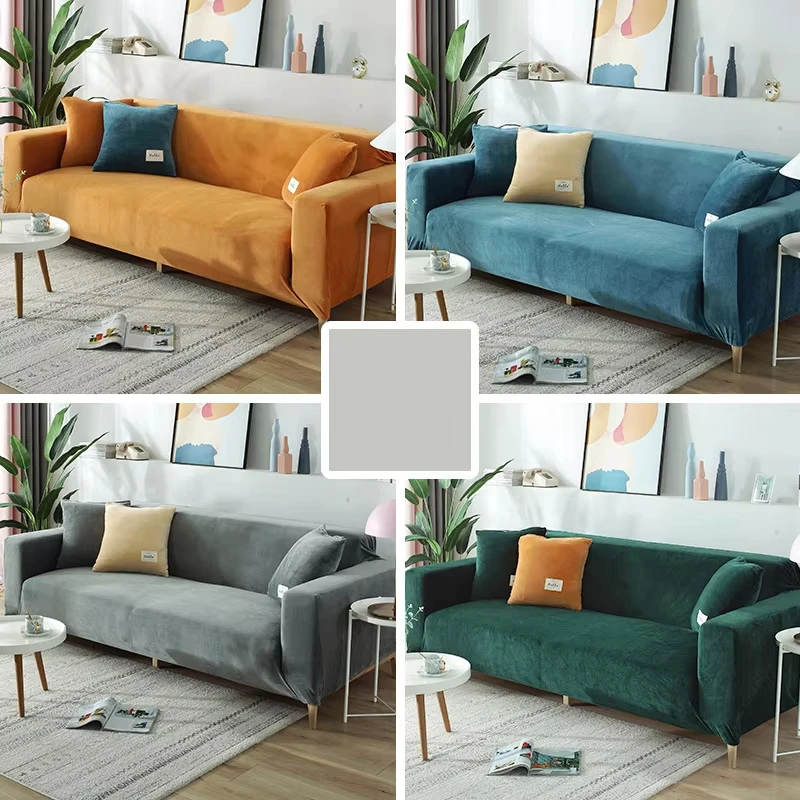 Real Velvet Sofa Cover Fabric Elastic Couch Cover Cheap Seat Sofa Covers L Shape Sectional Sofa Slipcovers 1/2/3/4 Seat For Home 5
