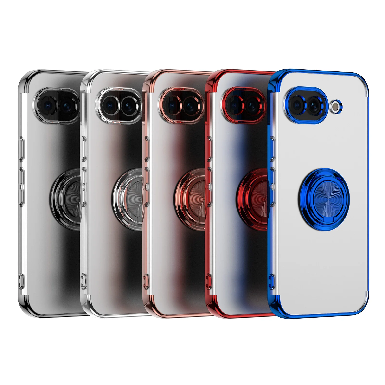 Electroplated Transparent Magnetic Ring Stand Shockproof Case Cover