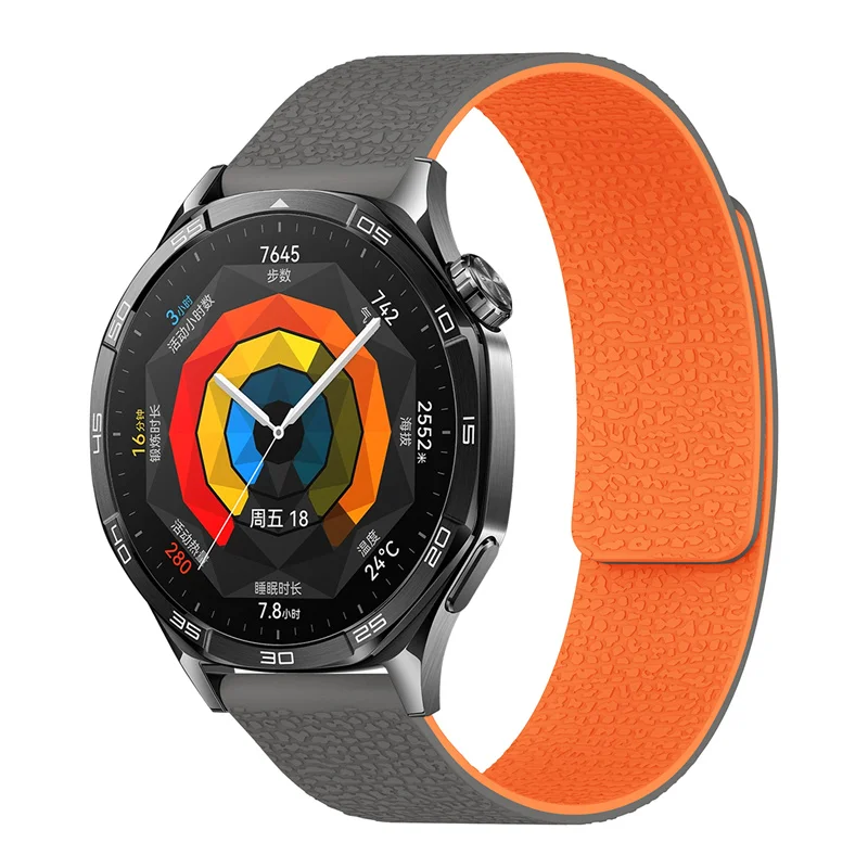 Lychee Pattern Magnetic Loop Silicone Strap - Elegant 18mm/20mm/22mm Band