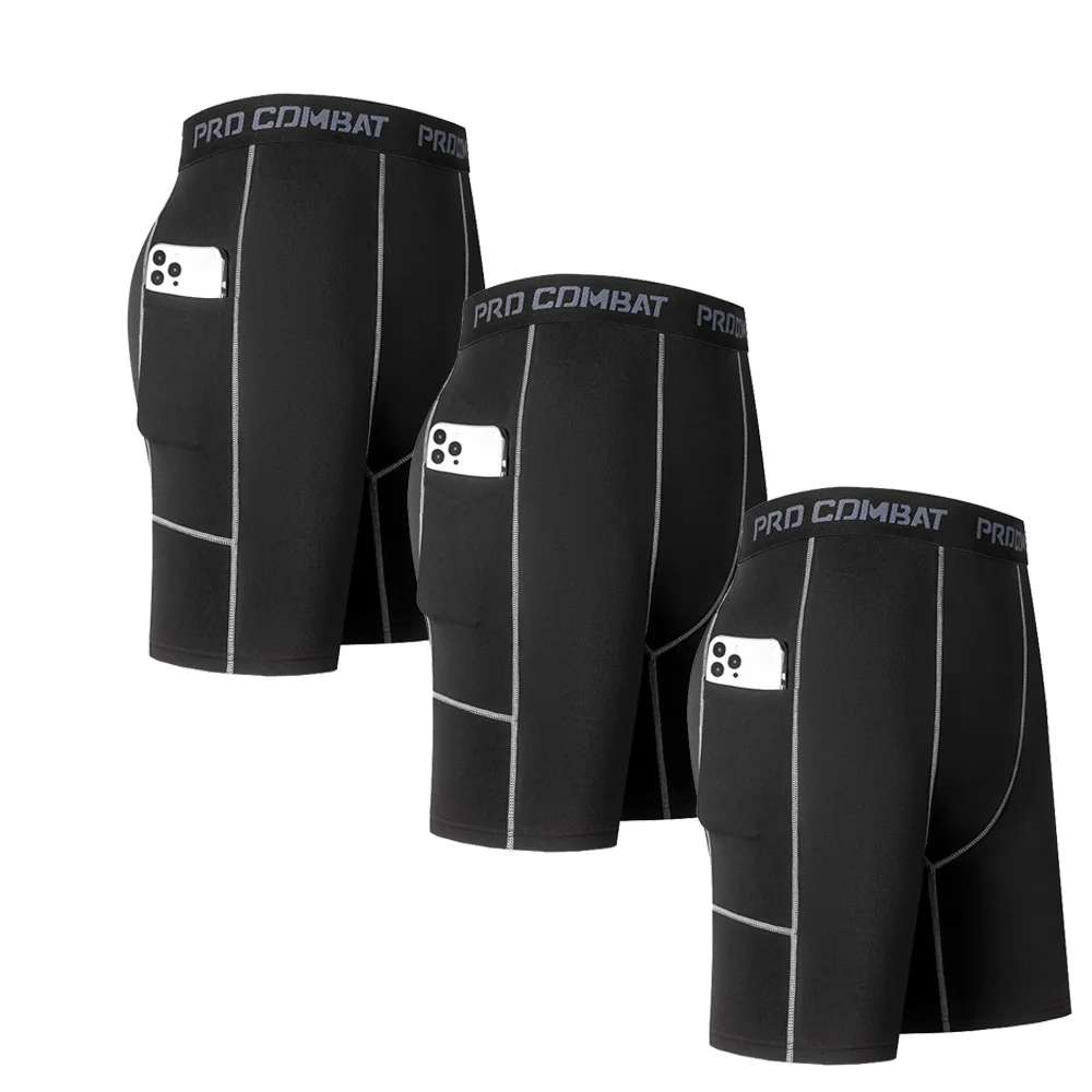 Pantaloncini Uomo Compressione Sportiva - Corti Per Palestra E Corsa Con Tasche