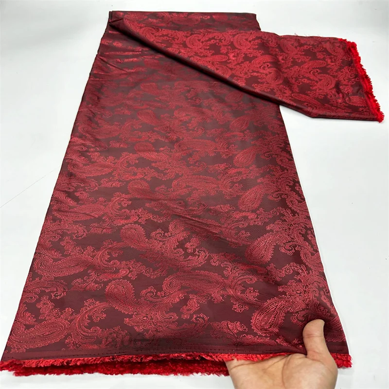 

2024 Red French Lace Jacquard Brocade Fabric High Quality Nigerian Embroidery Lace Fabric African Wedding Dress Lace Fabric