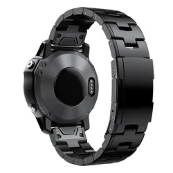 Garmin Titanium Quick Fit Metal Watch Band Bracelet - 22mm & 26mm - 22mm (Black)