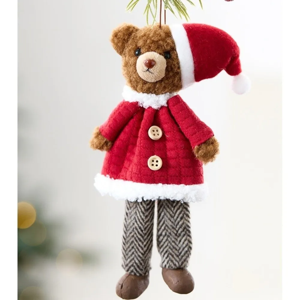 Creative Cute Bear Doll Ornaments Fabric Animal Pendants Christmas Tree Hanging Ornaments Christmas Tree Hanging Xmas Party