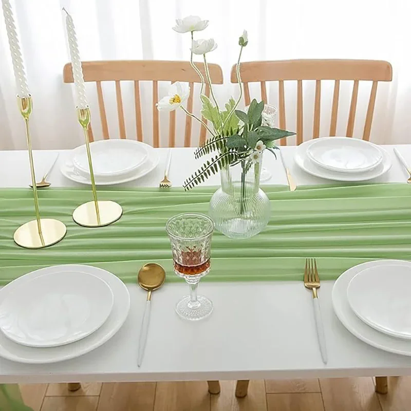Chiffon Table Runner Sheer Wedding Table Runner Party Decorations For Wedding, Birthday Party, Bridal & Baby Shower Decor chiffon fabric