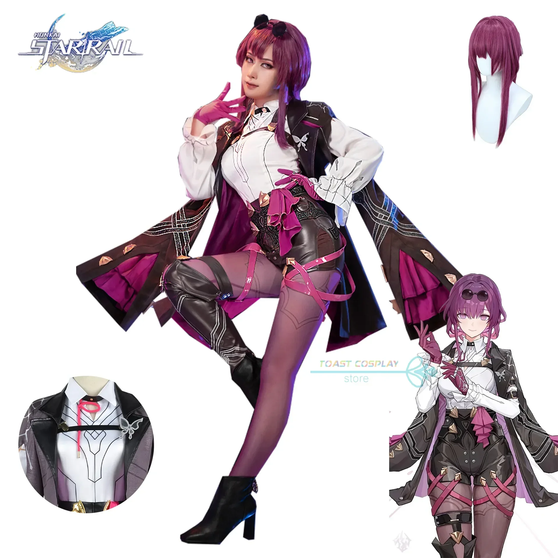 

Kafka Cosplay Game Cosplay Honkai Star Rail Kafka Cosplay Costume Wig Full Set for Halloween Carnival Party Anime Cos Sexy Suits