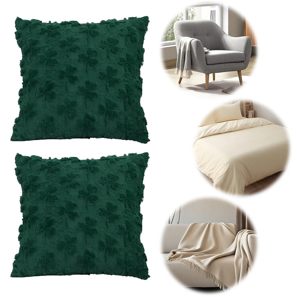 St Patricks Day Shamrock Faux Fur Pillowcase Shamrock Pattern Decorative Throw Pillowcase for Holiday Festivals Decor