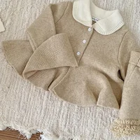 2025 nouveau bébé vêtements tricot ensemble printemps automne mignon tricoté fille pull costume tricoté hauts + PP court doux deux pièces costume 2 pièces 5