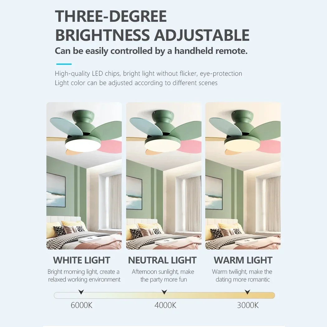 Children Room Ceiling Fan Light Modern Ceiling Fan Light Control Low Floor Household Support 110V 220V