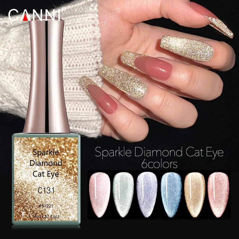 6pcs Canni Nail Gel Polish Vip Jade Fat Series Sparkle Diamond Set Cat Eye Lacquer Full Semi - Nail Gel - AliExpress
