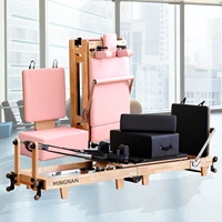 Folding Pilates Reformers machine Yoga studio Training gym Fitness oak wood Foldable Pilates bed home use pilates equipment 1