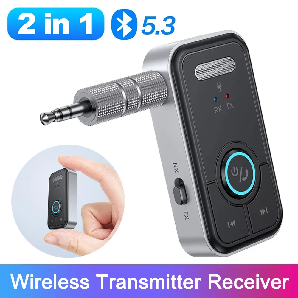 Bluetooth 5.3 Car AUX Audio Adapter Receiver Transmitter 3.5mm Jack AUX Wireless Audio Adapter for Car Earphones TV Speakers