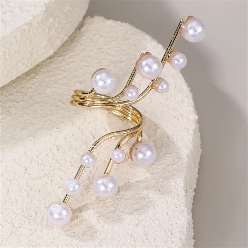 New Imitation Pearl Bracelets For Women Accessories Fashion Metal Geometry Cuff Bangles Statement Jewelry Gift