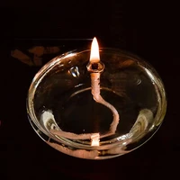 Handcrafted Flat Transparent Glass Candle Holder Oil Lamp，With a light core，Can be used as table candles，Christmas home decor at 3