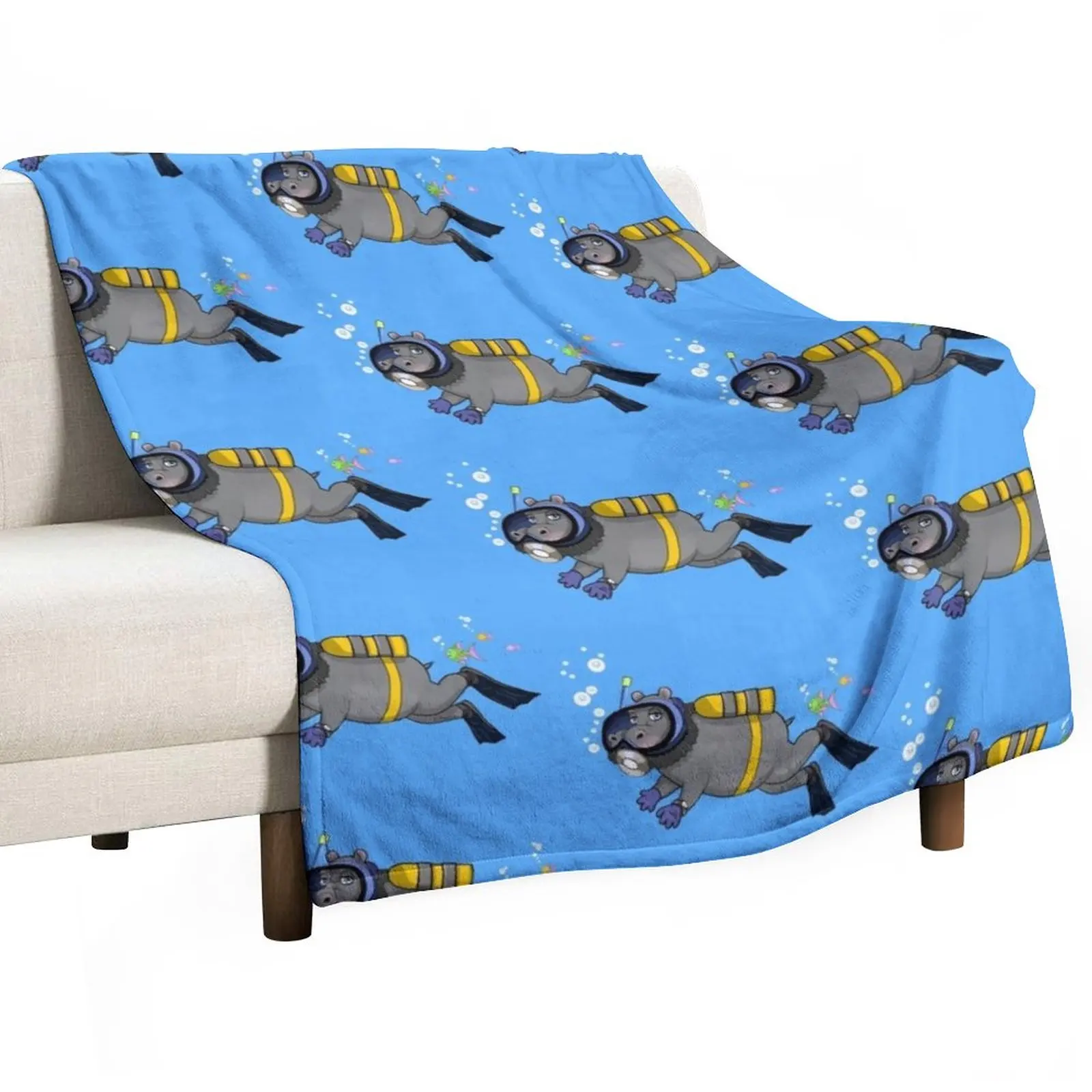 

Diver Hippo Throw Blanket Luxury Brand Summer Beddings Softest Blankets