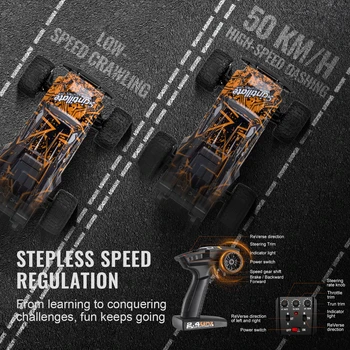 SucceBuy 50 km/h 1:10 RC Car High Speed All Terrain 4WD Off-Road Truck with 45° Wheelie Hobby RC Racing Car Toys Gift for Kids 4