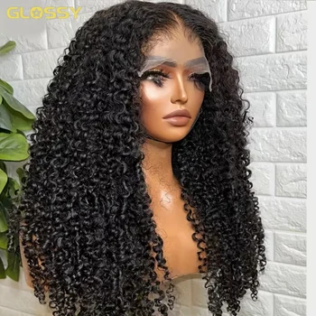 250% 4C Edges Lace Afro Kinky Curly Glueless Wig Human Hair Wear And Go Wig Curly 100% Human Hair Wigs  13x6 HD Lace On Sale