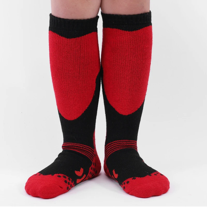 Children Ski Socks Performance Thickened Towel Sweat Absorbing Warm Outdoor Sports Mountainnering Hiking Heart Skiing Socks