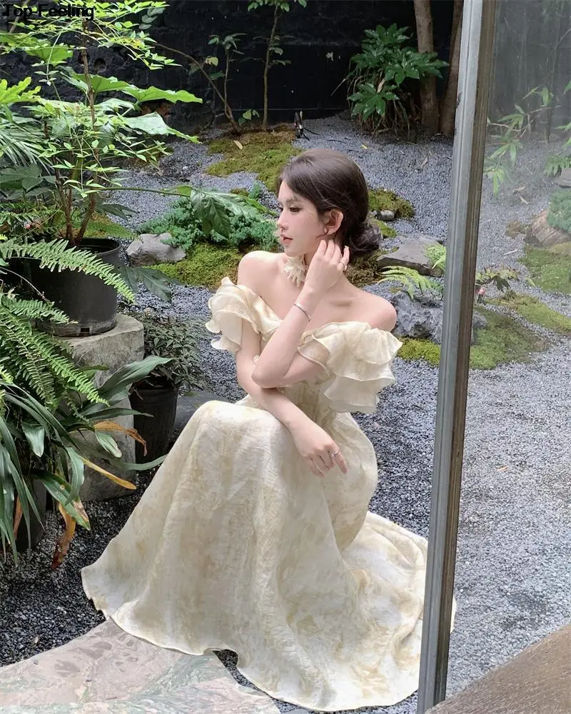 Summer New Floral Midi Dresses for Women Elegant Casual Birthday Party Dress Vintage Chic A-Line Prom Robe Wedding Vestido Mujer