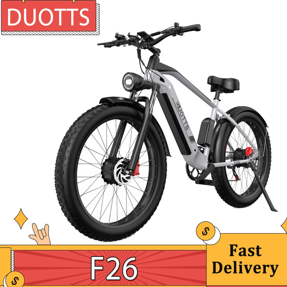 Duotts F26 Mountain Bike Elettrica 750W * 2 Dual Motors 48V 17.5Ah Batteria 26*4.0 Pollici Pneumatici Grassi 55 Km/H Velocità Massima 150Kg Carico Mas